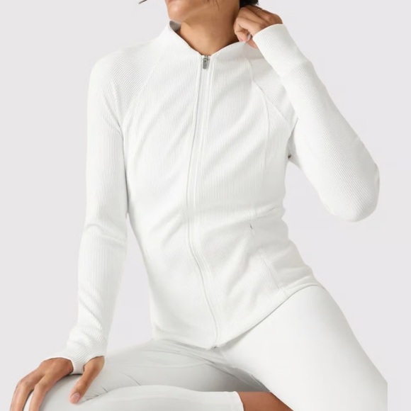 Athleta Tops - Athleta White ribbed salutation jacket large